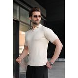 Madmext Taş Rengi Slim Fit Polo Yaka Triko Erkek Tişört E7472