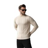 Madmext Taş Rengi Yarım Balıkçı Erkek Triko Kazak E7423,Bej 2XL
