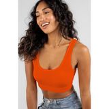 Madmext Turuncu Askılı Basic Crop Top Bluz MG1757
