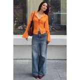 Madmext Turuncu Vücuda Oturan Slim Fit Kadın Gömlek MG2659