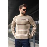 Madmext Vizon Çizgili Triko Erkek Kazak E7457 - S