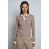 Madmext Vizon Düğmeli Yaka Uzun Kollu Fitilli Slim Fit Kadın Body MG2729