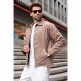 Madmext Vizon Polo Yaka Süet Erkek Ceket E7221 - 2XL