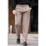 Madmext Vizon Regular Fit Düz Kesim Yan Cepli Erkek Pantolon 6540,Vizon M