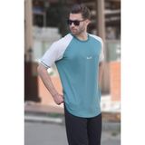 Madmext Yeşil Bisiklet Yaka Nakış Deyatlı Kısa Kollu Erkek Tişört 7013 - XL