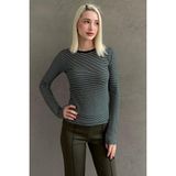 Madmext Yeşil Çizgili Uzun Kollu Kadın Body MG2657 - XL