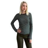 Madmext Yeşil Çizgili Uzun Kollu Kadın Body Mg2657,Yeşil S