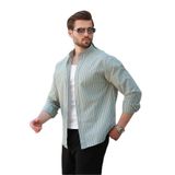 Madmext Yeşil Çizgili Uzun Kollu Pamuklu Erkek Gömlek 6746,Yeşil 2XL