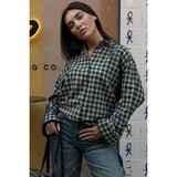 Madmext Yeşil Oversize Kareli Kadın Gömlek MG2822 - XL