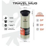 Madmugs Travel Mug Termos Bardak 0.47 Lt Sage Green - 470 ml - Yeşil