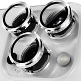MADNOVA iPhone 15 Pro/15 Pro Max için Kamera Koruyucu İphone Alüminyum Alaşım Çerçeveli Tempered Glass iPhone Kamera Lens Koruyucu (GÜMÜŞ)