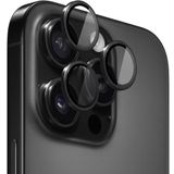 MADNOVA iPhone 15 Pro/15 Pro Max için Kamera Koruyucu İphone Alüminyum Alaşım Çerçeveli Tempered Glass iPhone Kamera Lens Koruyucu (SİYAH)