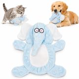 MADPET Kedi Köpek Oyuncağı Sesli Hışırtılı Peluş Fil, Isırınca Öten Kafa, Hışırtı Sesli Göğüs Kısmı, Yumuşak Etkileşimli Evcil Hayvan Oyuncağı, 24 x 17 cm, Açık Mavi