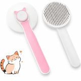 MADPET Kedi ve Köpek Tüy Toplama Tarak Pembe – Basmalı Kendini Temizleyen Evcil Hayvan Bakım Fırçası, Çelik İğneli, Ergonomik Saplı, Dökülme Karşıtı, Tüm Tüy Tiplerine Uygun