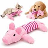 MADPET Peluş Domuzcuk Kedi Köpek Oyuncağı - Isırınca Ses Çıkaran İnteraktif Oyun Arkadaşı - Yumuşak Dokulu Çizgili Tasarım - Yavru ve Yetişkin Evcil Hayvanlar İçin - 25 x 10 x 4 cm - Pembe