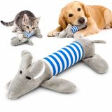 MADPET Peluş Fare Kedi Köpek Oyuncağı - Isırınca Ses Çıkaran İnteraktif Oyun Arkadaşı - Yumuşak Dokulu Çizgili Tasarım - Yavru ve Yetişkin Evcil Hayvanlar İçin - 25 x 10 x 4 cm - Gri Mavi