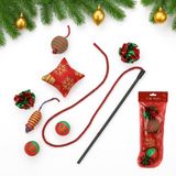 MADPET Yılbaşı Temalı Kedi Oyuncak Seti 8 Parça – Zilli ve Hışırtılı Toplar, İpli Fareler, Peluş Noel Yastığı – Kedi ve Evcil Hayvanlar İçin Noel Konsept Eğlenceli Oyun Seti