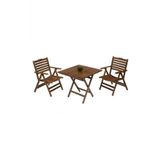 Madrid 4x Katlanır Ahşap Bahçe Balkon Takımı: 80x80 Masa + 2 Sandalye Set