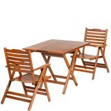 Madrid-Atina Katlanır Ahşap Bahçe Balkon Takımı ( 70x70 Masa + 2 Sandalye Set)