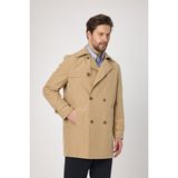 Madrid Erkek Bej Kruvaze Yaka Slim Fit Pamuk Karışımlı Trençkot - 60 - 02S-Bej