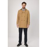 Madrid Erkek Camel Kruvaze Yaka Slim Fit Pamuk Karışımlı Trençkot - 48