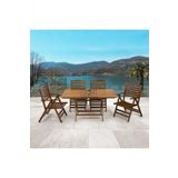 Madrid Lüks Katlanır Ahşap Bahçe Balkon Takımı: 80x120 Masa + 4 Sandalye Set