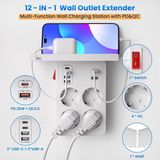 Madvim Store PD20W Anahtarlı Çoklu Priz USB C, Pd 3.0 ve QC18W Hızlı Şarjlı, Uzatmalı Priz 4 Çıkış ve 6 USB Şarj Cihazı Ile, Duvar Prizi Şarj Soketli Topraklı Fiş, 4'lü Priz Çoklayıcı Adaptör, Beyaz