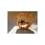 Madwoodtoys Doğal Ahşap Sincap Çıngırak – El Yapımı, Montessori Uyumlu Bebek Oyuncağı