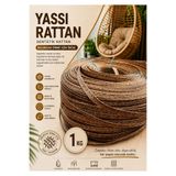 Mady Aksesuar Premium Sentetik Rattan Şerit - Salıncak Örme ve Tamir İpi - 1 Kg, 14mm Kırçıllı Çizgili Kahverengi