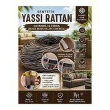 Mady Aksesuar Sentetik Yassı Rattan - Bahçe Mobilyası Örme ve Tamir İpi - 2 Kg, 7.5mm Koyu Kahverengi/Beyaz Çizgili, Çift Taraflı