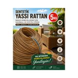 Mady Aksesuar Sentetik Yassı Rattan - Bahçe Mobilyası Örme ve Tamir İpi - 5 Kg, 8.3mm Açık Kahverengi