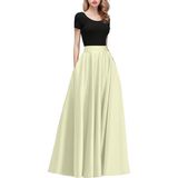 Madya Butik Ekru Saten Cepli Kloş Abiye Etek - Ekru - Ekru - 2XL