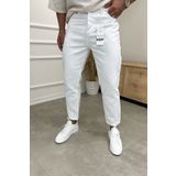 MADZEYMODA Boyfriend Kalıp Erkek Beyaz Jean Kot Pantolon