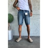 MADZEYMODA Denim Kumaş Mavi Baggy Kalıp Erkek Jean Kot Şort KE-817