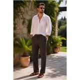 MADZEYMODA Erkek Baggy Kalıp Çimalı Oysh Kumaş Kahve Jogger Pantolon MZ-7012
