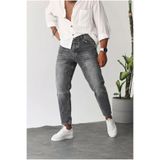 MADZEYMODA Erkek Boyfriend Kalıp Denim Kumaş Yıkamalı Gri Jean Kot Pantolon KE-1157