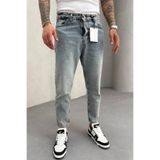 MADZEYMODA Erkek Denim Kumaş Mavi Boyfriend Kalıp Jean Kot Pantolon Mz0683