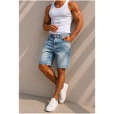 MADZEYMODA Erkek Mavi Denim Kumaş Yıkamalı Jean Kot Şort