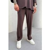 MADZEYMODA Erkek Oyaho Kumaş Kahve Baggy Kalıp Jogger Pantolon KE-7012
