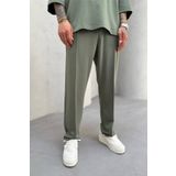 MADZEYMODA Erkek Oyaho Kumaş Yeşil Baggy Kalıp Jogger Pantolon KE-7012