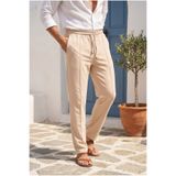 MADZEYMODA Erkek Regular Kalıp Oysh Kumaş Çimalı Bej Pantolon MZ-2722