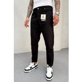 MADZEYMODA Erkek Siyah Denim Kumaş Boyfriend Jean Kot Pantolon Mz045
