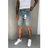 MADZEYMODA Mavi Denim Kumaş Erkek Jean Kot Şort Mz483