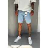 MADZEYMODA Mavi Denim Kumaş Erkek Jean Kot Şort Mz509