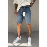 MADZEYMODA Mavi Denim Kumaş Erkek Jean Kot Şort Mz526