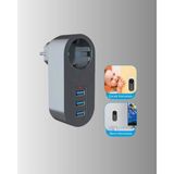 Maesko 2500W Güç Destekli Akım Korumalı Priz – 3 USB Çıkışlı - Ahşap - Bej - Siyah - Belirtilmemiş