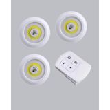 Maesko 3 Lü Pilli Kablosuz LED Spot Lamba Seti Kumandalı Kolay Montaj Aydınlatma - 00 Beyaz - Belirtilmemiş