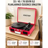 Maesko Bavul Tipi Plak Çalar 33 45 78 Devir Destekli Bluetooth Dahili Hoparlörlü Portatif Pikap - Ahşap
