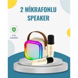 Maesko Kablosuz Karaoke Hoparlör – Çift Mikrofon ve LED Işıklı - Belirtilmemiş