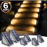Maetheus 6'lı Solar Basamak Işığı 10 LED Güneş Enerjili Merdiven Bahçe Aydınlatması - Sarı ışık